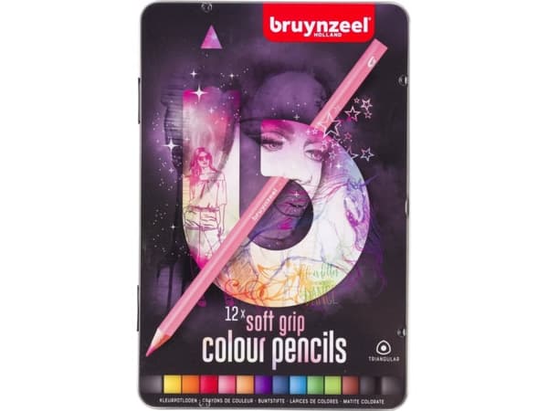 BRUYNZEEL SAKURA Bruynzeel Soft grip colour pencil tin light | 12 colours