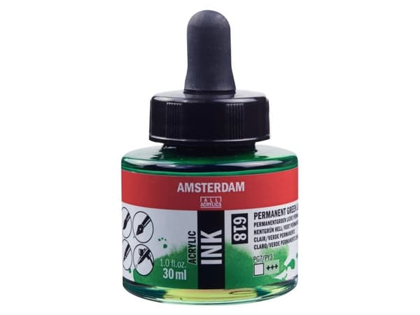 Amsterdam Acrylic Ink Bottle Permanent Green Light 618