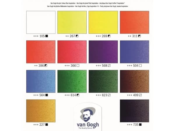 Van Gogh Acrylic colour wooden box Inspiration | 14 x + accessories