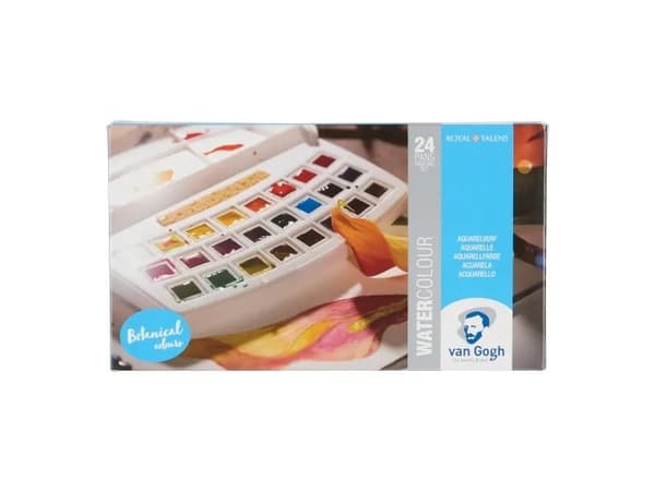 Van Gogh Watercolour plastic case botanical selection set | 24 half pans