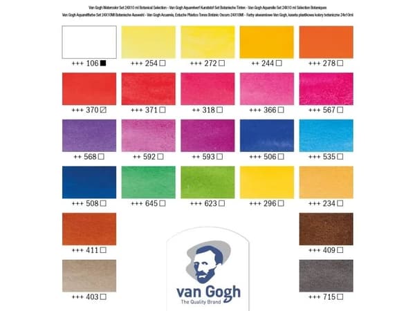 Van Gogh Watercolour plastic case botanical selection set | 24 half pans