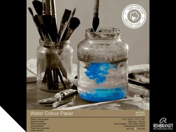Rembrandt Watercolour paper (100% cotton) | 13.5 x 18 cm, 300 g, 20 sheets