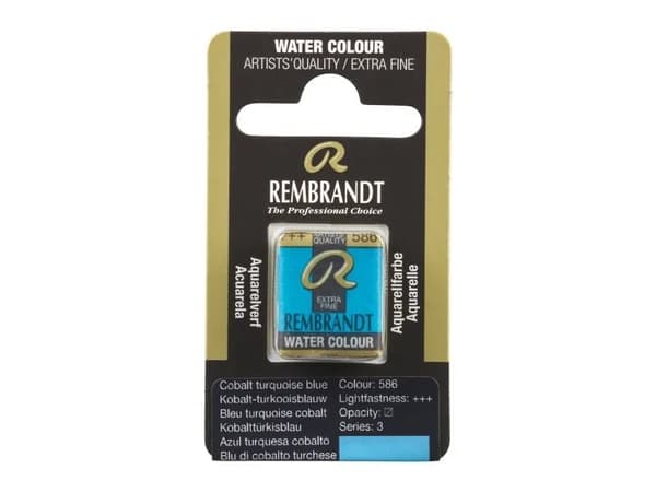 Rembrandt Watercolour Pan Cobalt Turquoise Blue 586