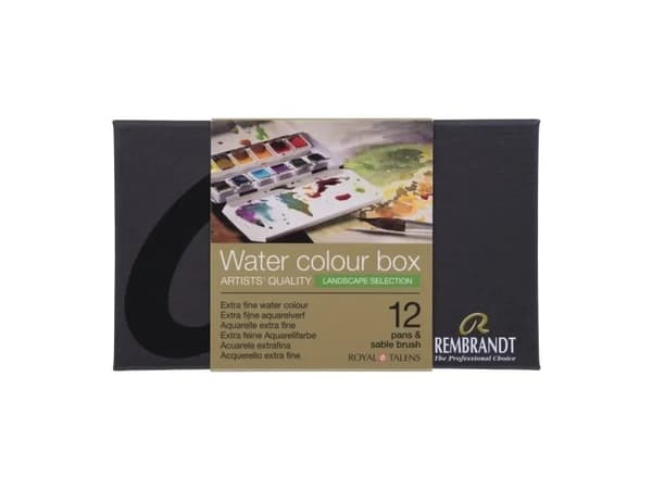 Rembrandt Watercolour metal tin set Landscape Colour Selection | 12 pans + brush