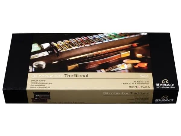Rembrandt Oil colour wooden box set Traditional | 15 x + 1 x 40 ml + accessories