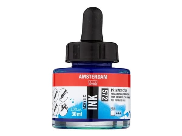 Amsterdam Acrylic Ink Bottle Primary Cyan 572
