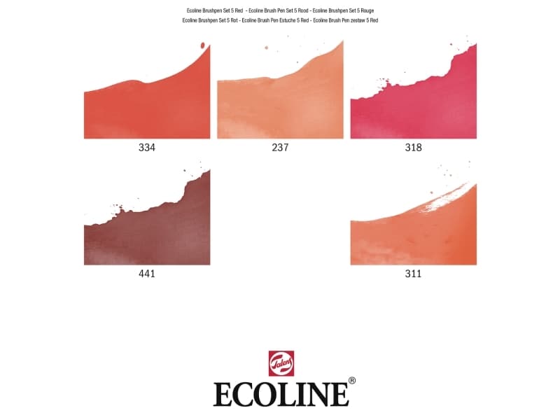 Ecoline Brush pen set Red | 5 colours