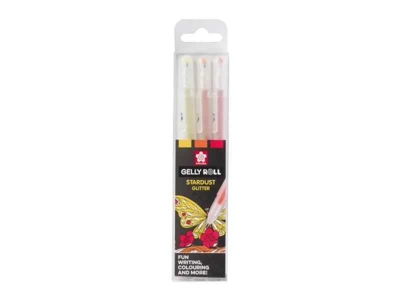 Sakura Stardust Happy, Sluten gelpenna, koppar, guld, röd, flerfärgad, plast, vattenbaserat bläck, Blister