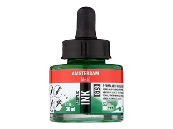 Amsterdam Acrylic Ink Bottle Permanent Green Deep 619