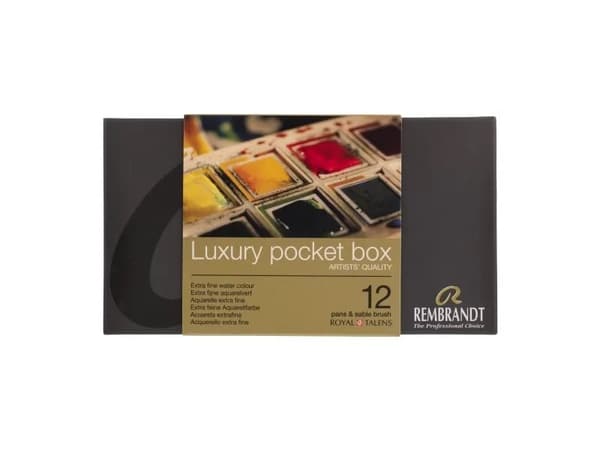 Rembrandt Watercolour plastic pocket box set | 12 pans + brush