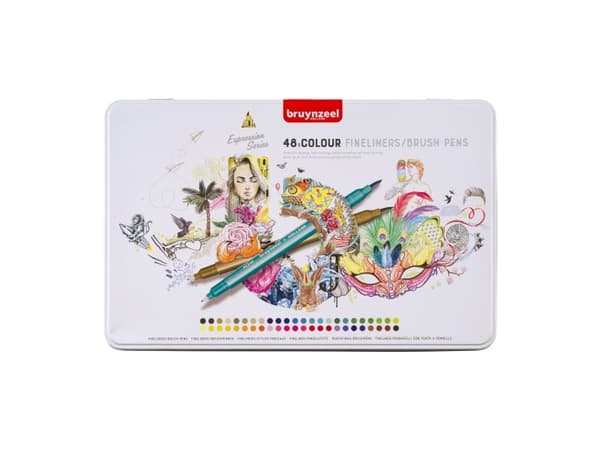 Bruynzeel Fineliner/brush pen set | 48 colours