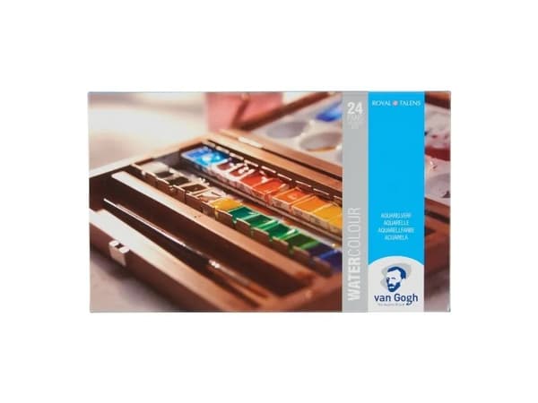 Van Gogh Watercolour wooden box | 24 half pans + 3 accessories