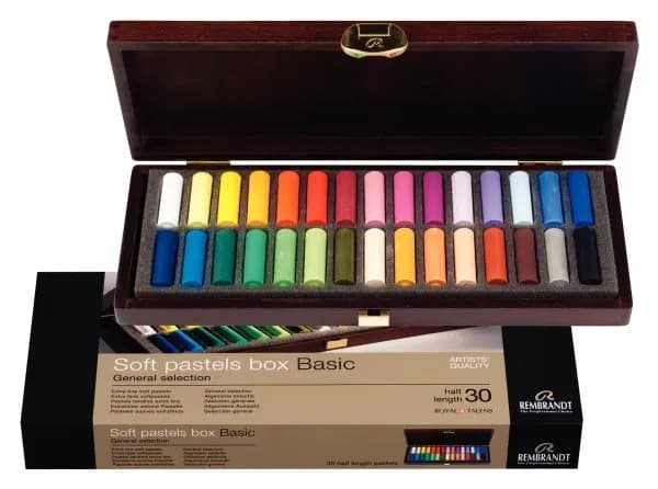 Rembrandt Soft pastel wooden box set General Selection Basic | 30 half pastels