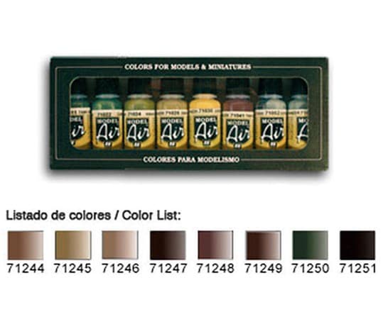 Vallejo 71.159, 17 ml, Beige, Svart, Brun, Grön, Grå, Oliv, Matt, Flaska