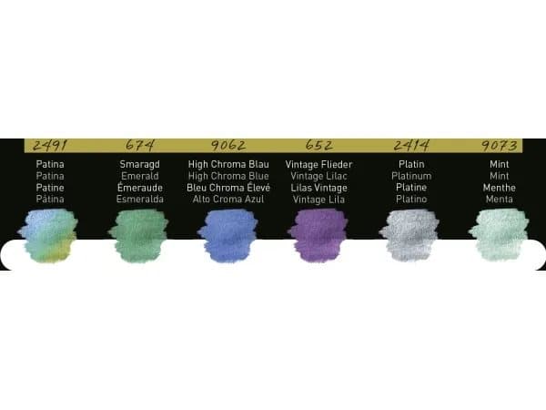 FINETEC® Pearlescent watercolour set Cool | 5 pearlescent colours + 1 Flip-Flop colour