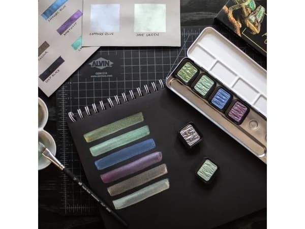 FINETEC® Premium Flip-Flop watercolour pan | Golden Green/Pink
