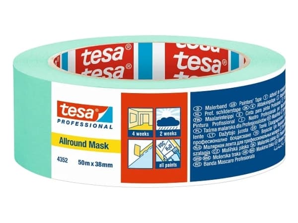 TESA Professional 4352, Allsiding maskeringstejp, papper, Grön, Metall, Plast, Gummi, Trä, Universal, Universal