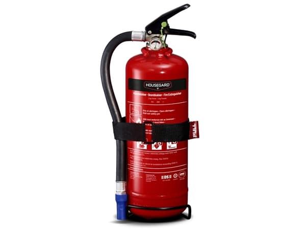 Housegard pulverslukker 2 kg - med væg/autobeslag, brandklasse ABC