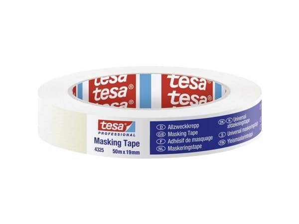 TESA 4325, Maskeringstejp för målning, papper, Vit, Keramiska, Skum, Glas, Metall, Plast, Trä, Slät, Gummibaserad