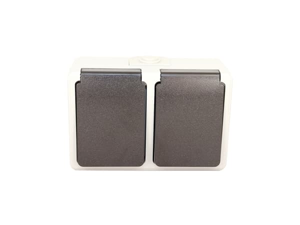 GRIPO stikkontakt dobbelt IP54 vandret - 2107884