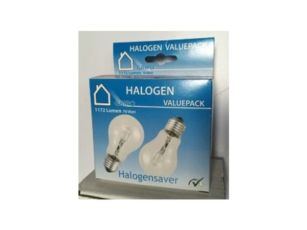 GRIPO halogen sparepære E27 77W A55 2stk - 1654679