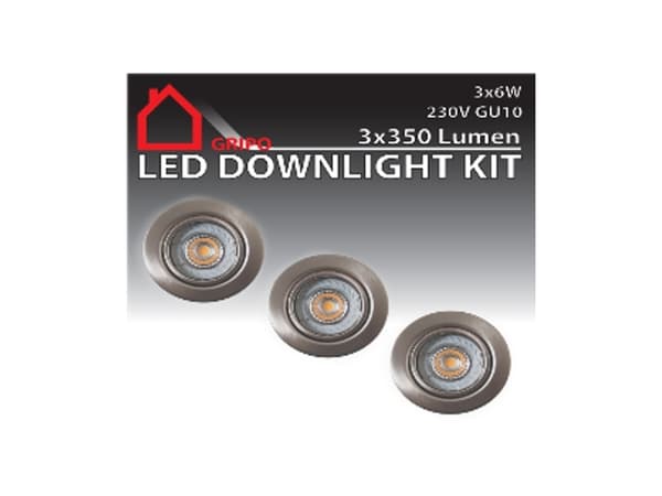 GRIPO LED indbygningsspot GU10 3stk 6W 400Lm 3000K 25000H - 1694901