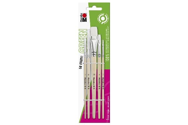 GRÖN borste set 5st rund/platt ass. FSC100%