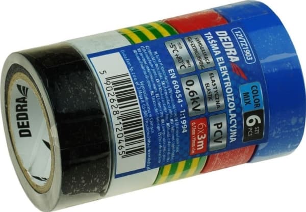 Dedra Electrical insulating tape PVC mix 19mmx3m, set of 6 pcs
