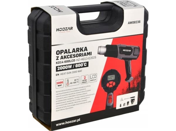 HOOZAR 2000W VARMEBRENNER MED JUSTERING OG TILBEHØR LCD-DISPLAY