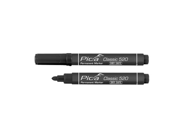 PICA Classic Permanentmarker DRY-SAFE 1-4mm rund spets svart - 1784286