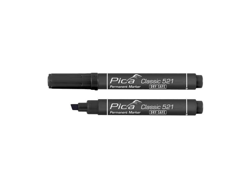 PICA Classic Permanent marker DRY-SAFE 2-6mm skrå/flad spids sort - 1784282