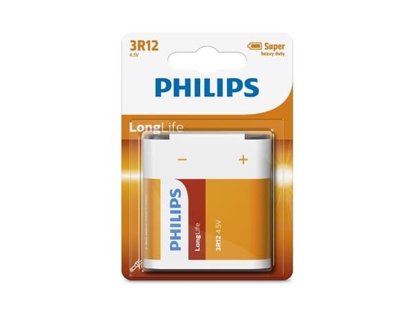 Philips LongLife Akku 3R12L1B/10, Ladattava akku, 4,5 V, Vihreä, Valkoinen, 100,8 g, 82 mm, 25 mm