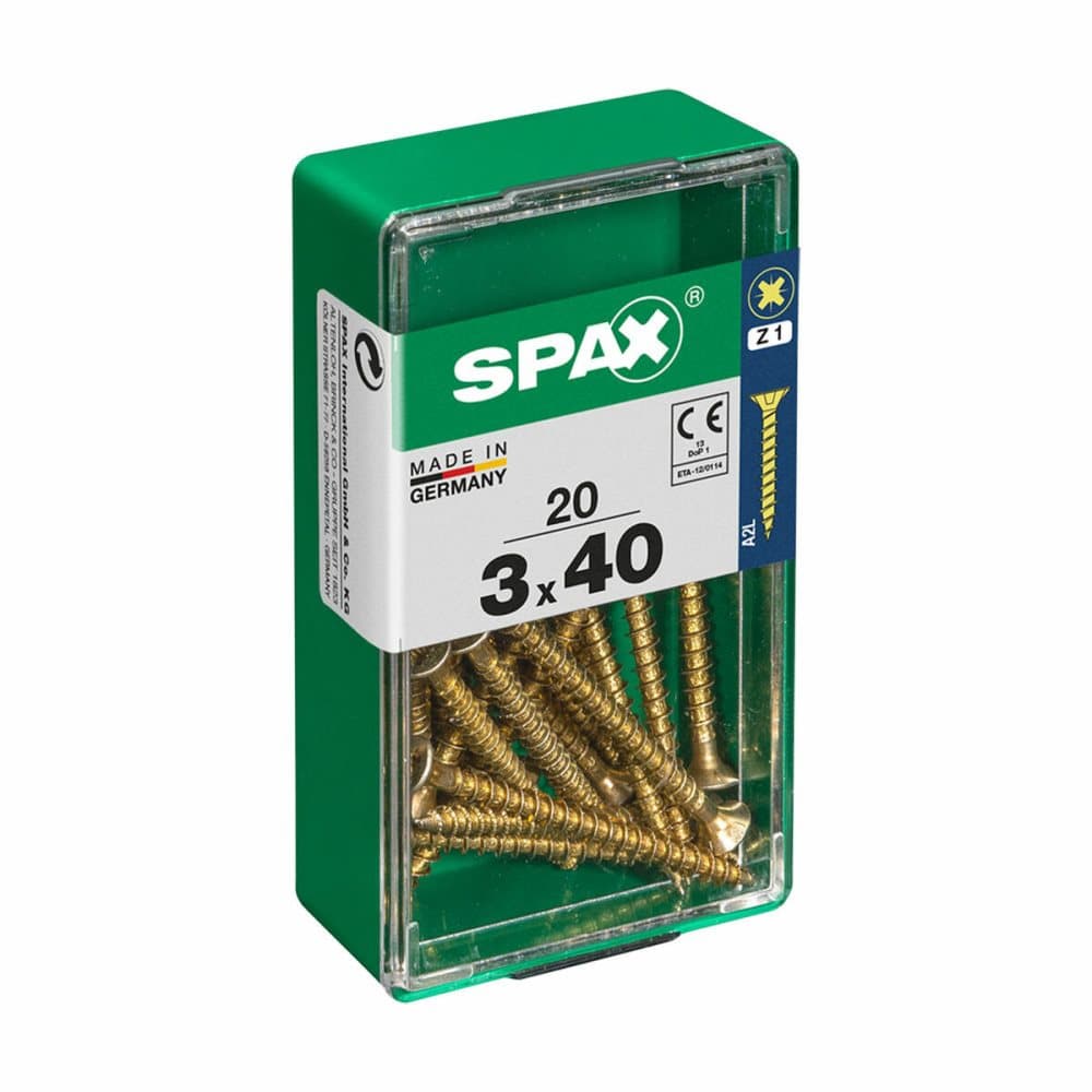 Låda med skruvar SPAX 4081020300401 Träskruv Platt huvud (3,0 x 40 mm)