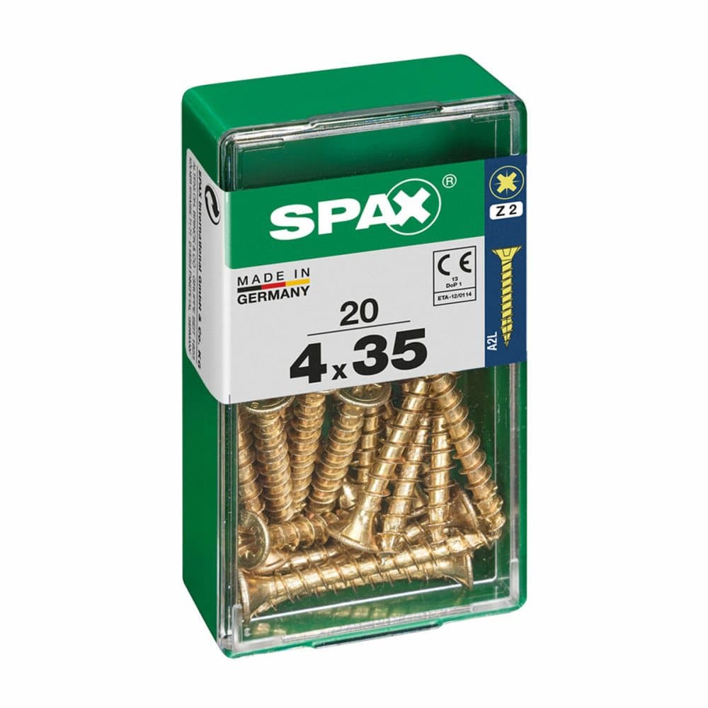 Låda med skruvar SPAX 4081020400351 Träskruv Platt huvud (4,0 x 35 mm) (4 x 35 mm)
