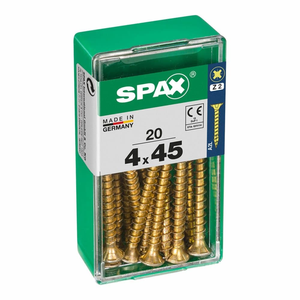 Låda med skruvar SPAX 4081020400451 Träskruv Platt huvud (4 x 45 mm) (4,0 x 45 mm)