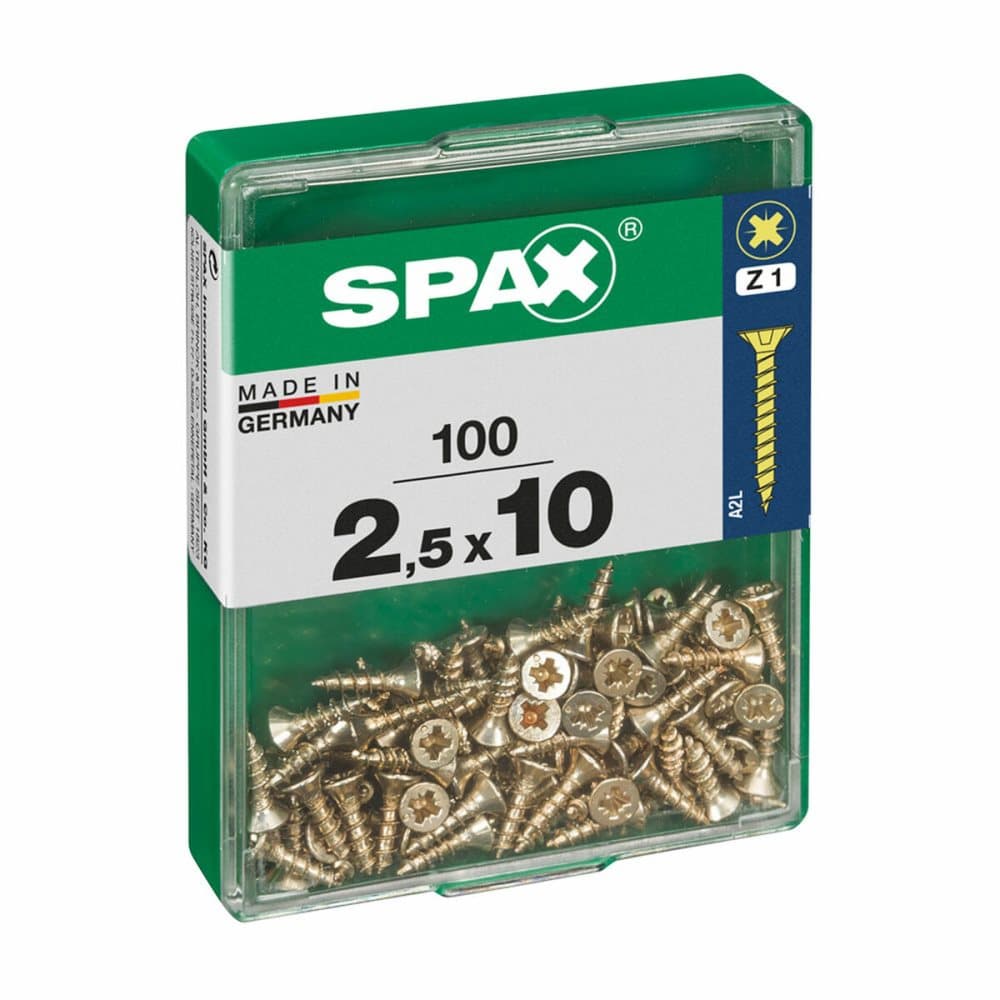 Låda med skruvar SPAX Träskruv Platt huvud (2,5 x 10 mm)