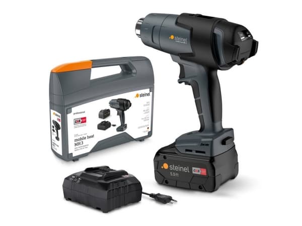 Steinel 068226 HEISSLUFTGEBLAESE AKKU MH3 KF SC 5,5AH Varmluftsblæser Inkl. oplader, inkl. batteri 600 W