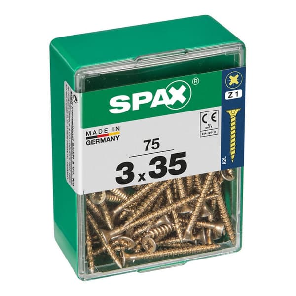 Ruuvilaatikko SPAX Yellox Puu Litteä pää 75 Kappaletta (3 x 35 mm)