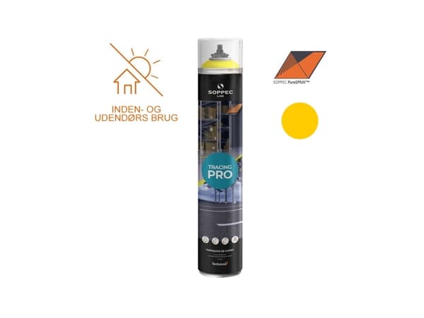 SOPPEC spray TRACING PRO 750 ml. GUL (RAL 1023) - för SOPPEC Driver - 2278005