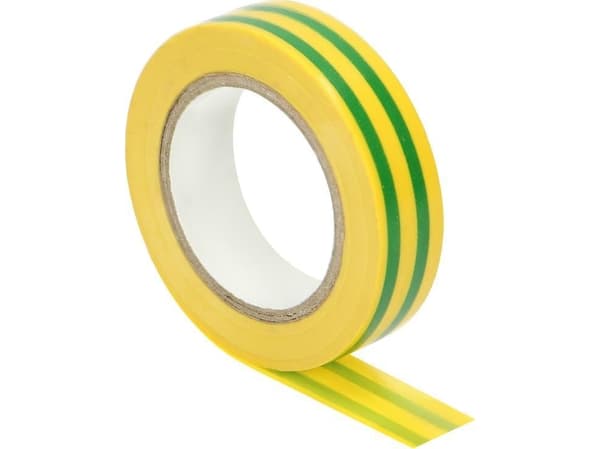 Orno Set of 10 insulating tapes 15mm, yellow/green, flame retardant, thickness 0.13mm, length 10m