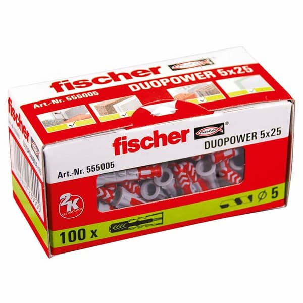Nappulakengät Fischer DuoPower 555005 Ø 5 x 25 mm Nylon (100 osaa)