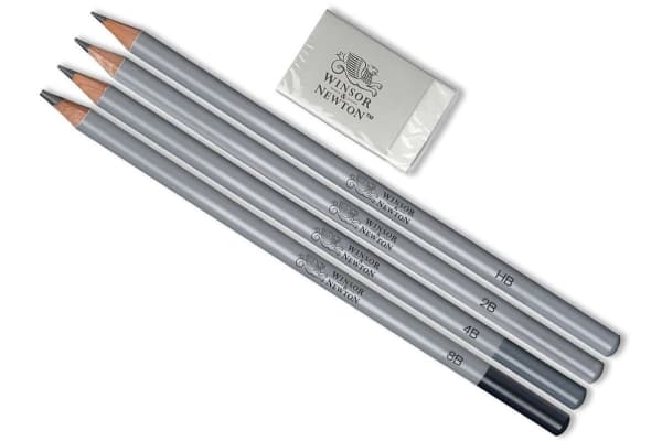 Graphic pencils 5pcs soft w/eraser in blister set