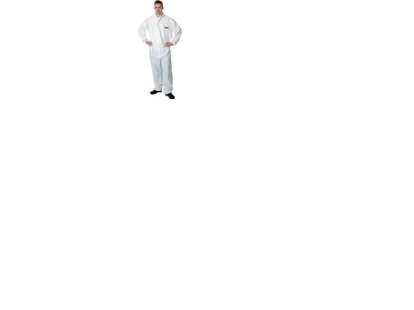 Kestävä suojapuku hupulla XXXL valkoinen