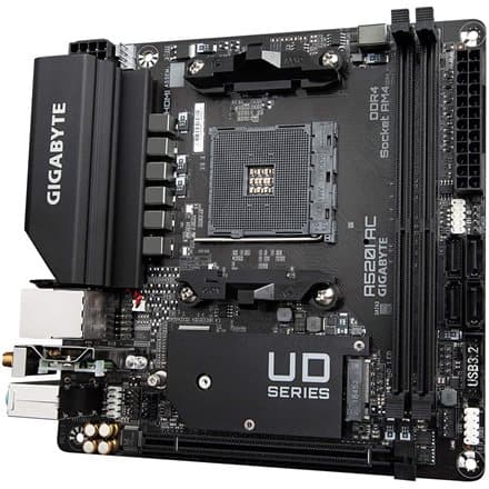 Gigabyte | A520I AC | Processor family AMD | Processor socket AM4 | DDR4 DIMM | Memory slots 2 | Number of SATA connectors 4 | Chipset AMD A | Mini IT