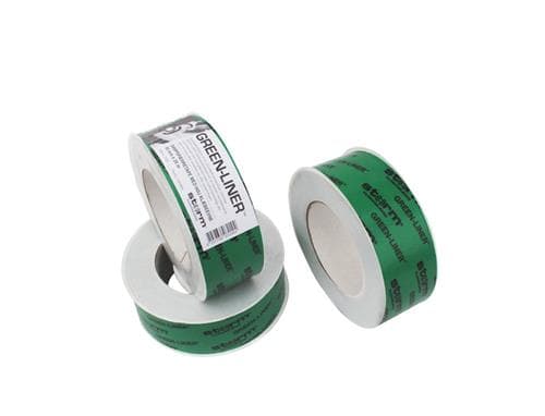 GREEN-LINER-teippi 50 mm x25 m on joustava höyrynsulkuteippi, jota käytetään höyrynsulkukalvon pysyvään kiinnittämiseen