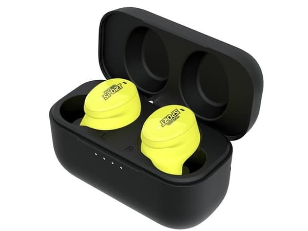 ISOTunes FREE Aware EN352 - Trådløst høreværn og headset i ét, med aktiv støjdæmpning og en skarp gul farve der gør den let at se.