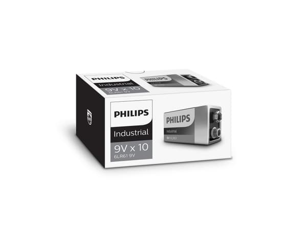 PHILIPS batteri industrial alkaline 9V 10-pak - 2079238