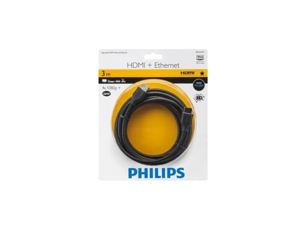 Philips HDMI-höghastighetskabel med Ethernet SWV2433W/10, 3 m, Svart