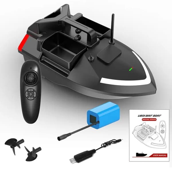 GPS Fiskebåd med agn, 500m Fjernbetjening, Dobbelt Motor, V801 Ingen GPS 5200mAh