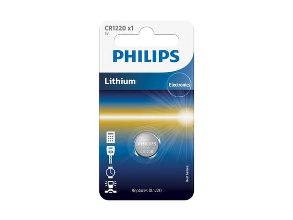 PHILIPS knapcellebatteri lithium CR1220 1-pak